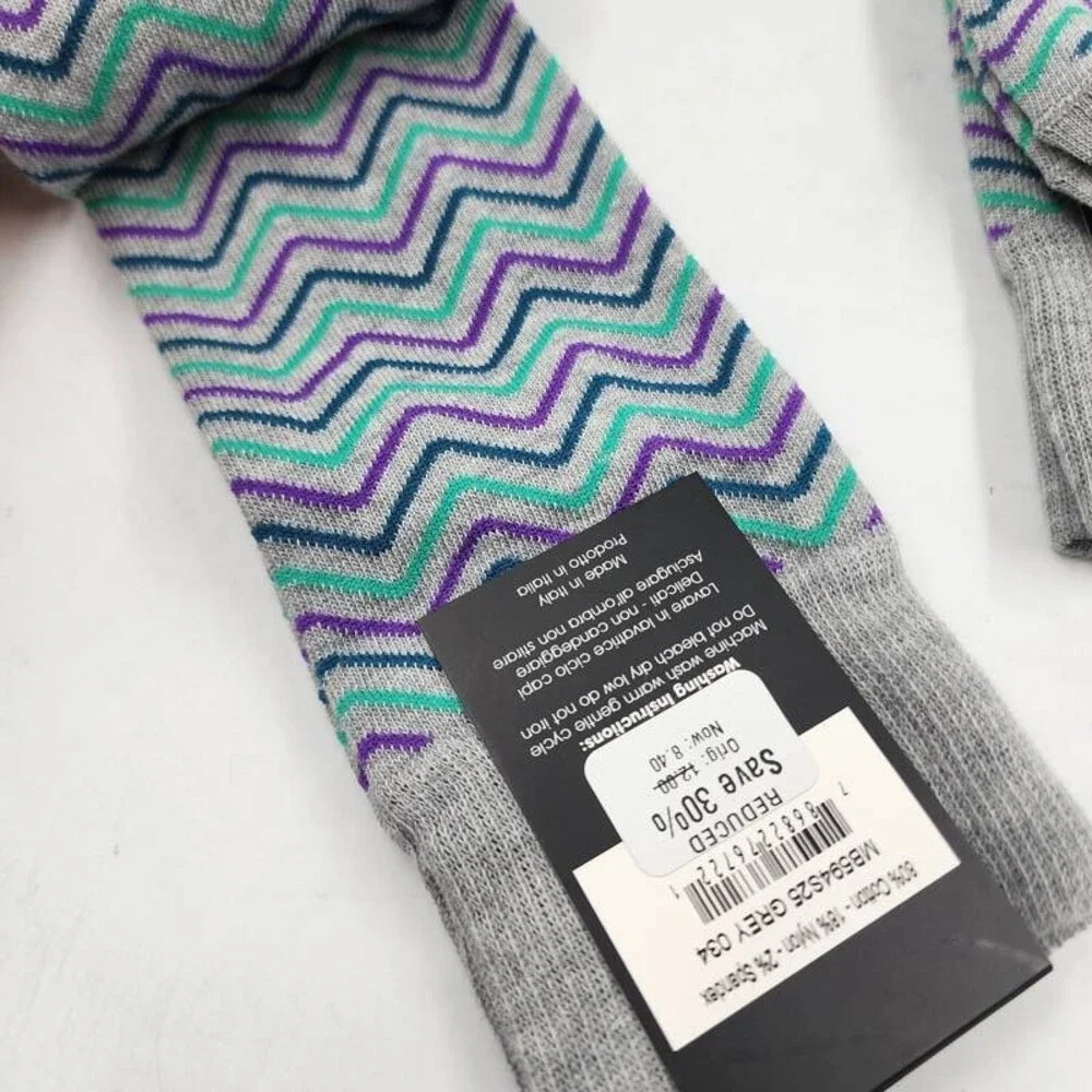 The Men's Store at Bloomingdale's Mini Zigzag Socks Grey Multi - 2 Pairs OS